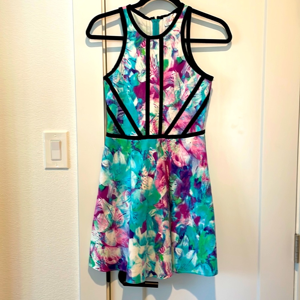 Parker Modern Floral Print Cocktail Dress Size Small